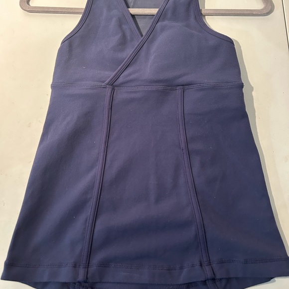 Lululemon Faux Wrap Navy Blue V Neck Racerback Tank Top Size 2/4 - Picture 4 of 4